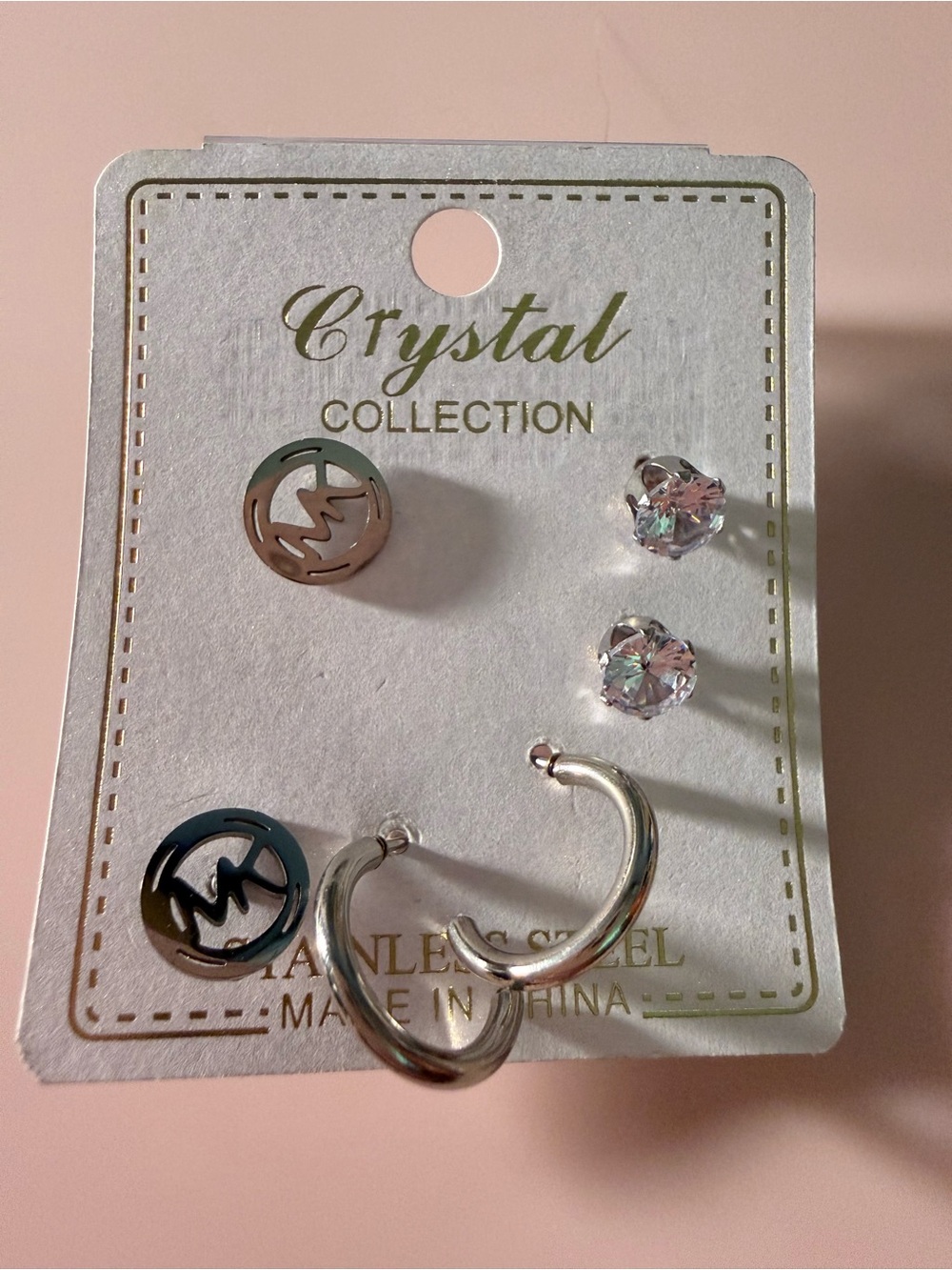 Michael Kors Silver-Tone Hoop and Crystal Stud Earring Set